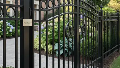 Black ornamental metal fence installation by Chop Chop Landscaping in Naperville, IL