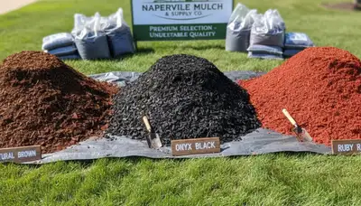 Brown, black, and red mulch variety for landscaping projects in Naperville, IL by Chop Chop Landscaping