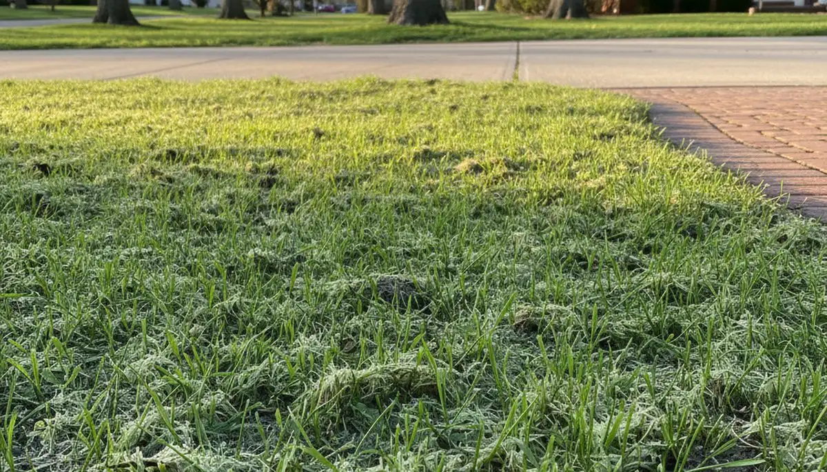 Hydroseeding lawn sprouting with new grass growth in Naperville, IL by Chop Chop Landscaping